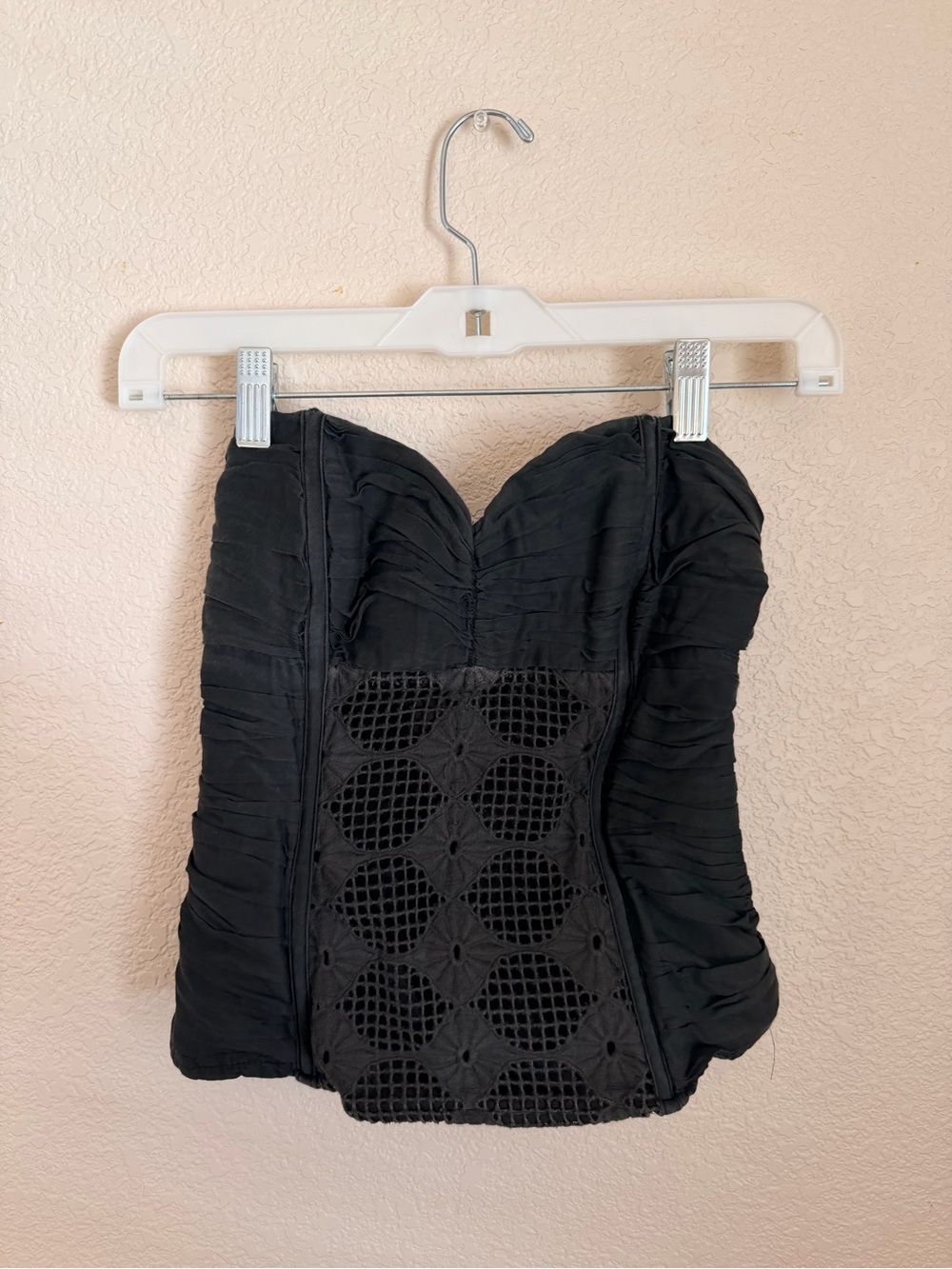 Vintage Y2K BEBE Strapless Black Ruched Corset Too